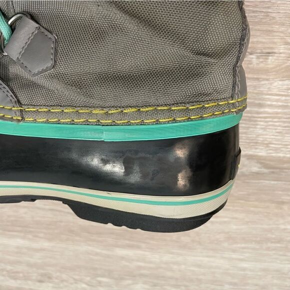 Sorel YOUTH YOOT PAC NYLON BOOT Waterproof Snow Boots in Gray Blue Sherpa Wool - Picture 2 of 12